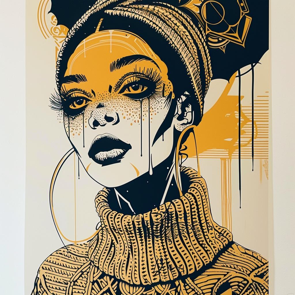 Pop  Art  model  African-American  head  scarf  makeup  Troy  Brooks  white 939204