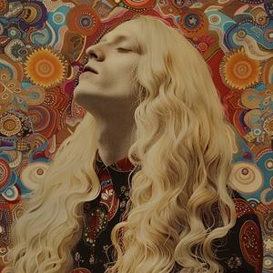surreal  female  longhair  blonde  colorful  background  symbolist  risograph  Mitsumasa  Anno 1077389