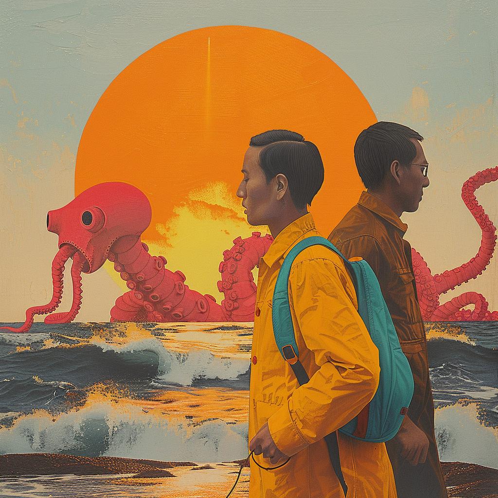 لوحة فنية خيالية لرجل مبدع، رسم منظر طبيعي، رسم توضيحي ملون، 1018145