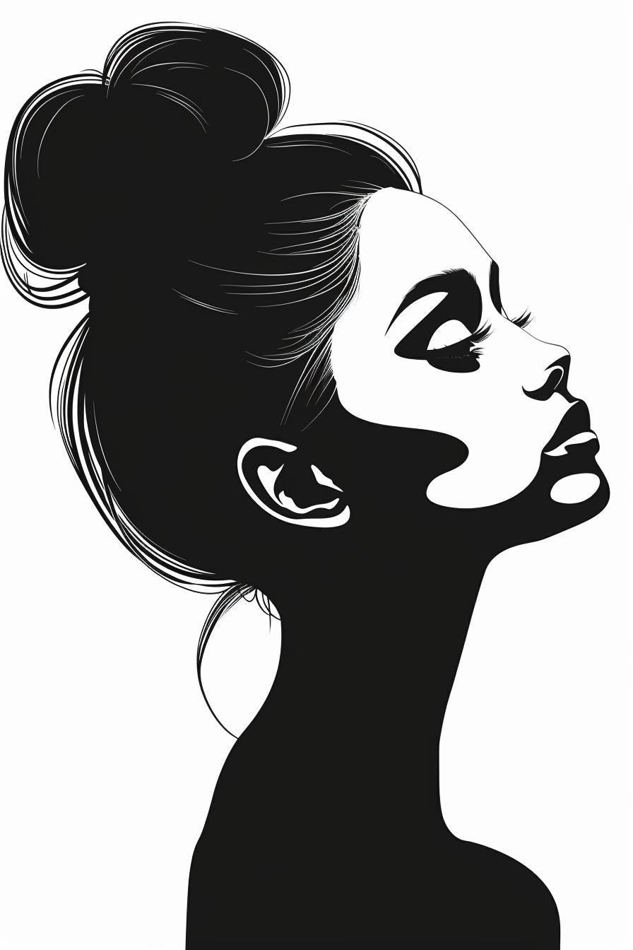 silhouette  woman  hair  bun  vector  white  background  elegant  minimal  art 954398