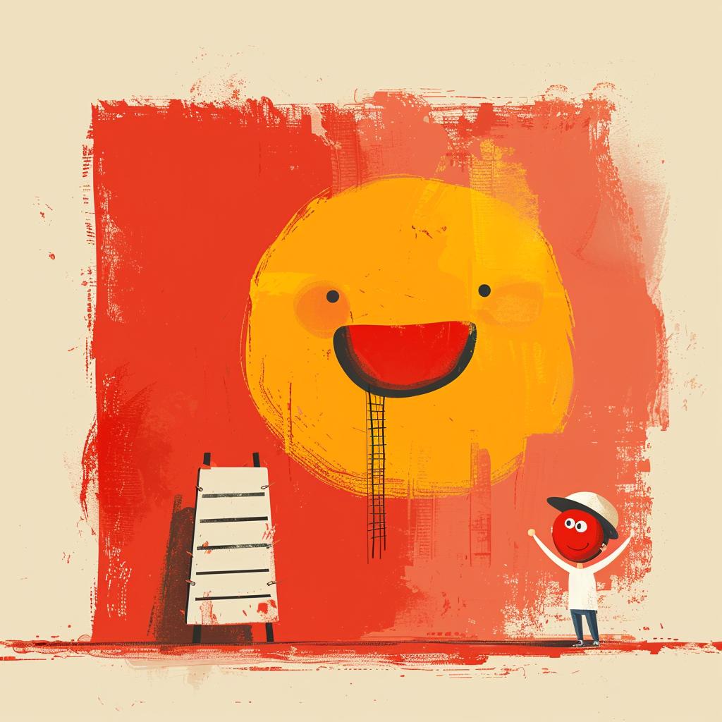 cartoon  character  optimism  climbing  ladder  minimalist  vector  creative  positive  reaction 1029026