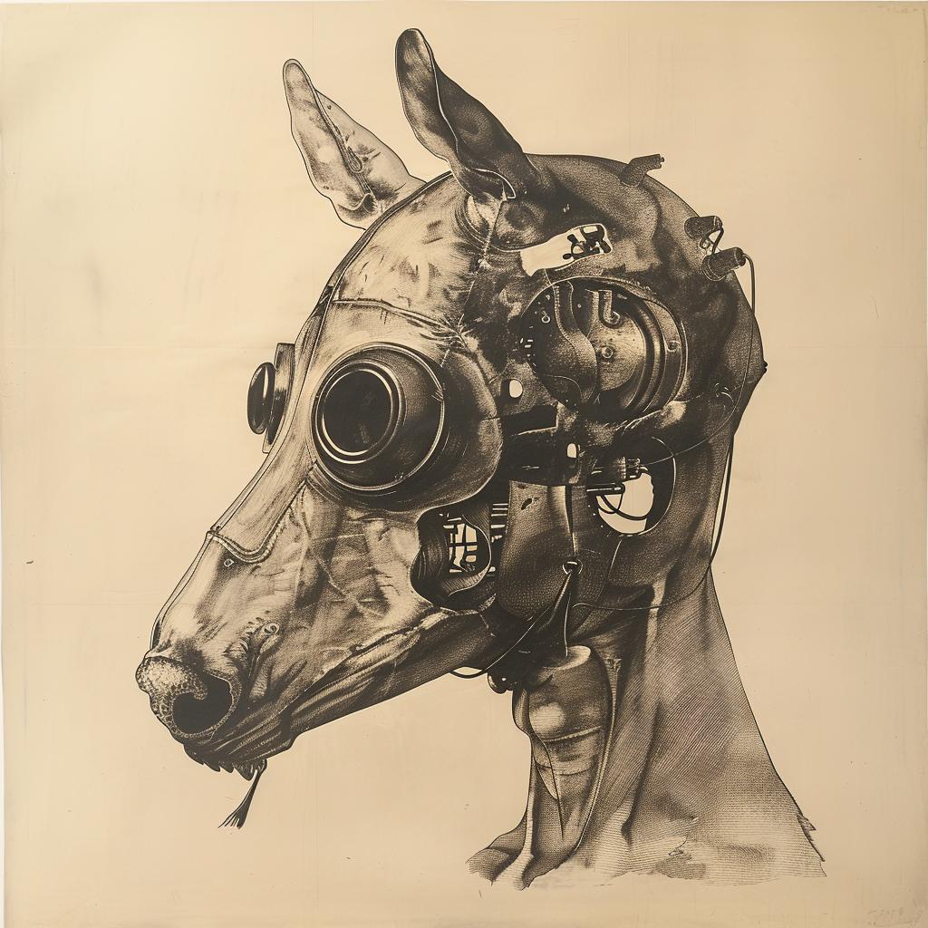 نظارات واقية للكلاب، رسم فني، صورة حيوانية، سريالية، خيالية، خطية، xoloitzcuintli 1029252