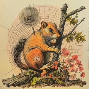 squirrel  branch  drawing  nature  animal  chromolithography  illustration  wildlife  art  colorful 1037244