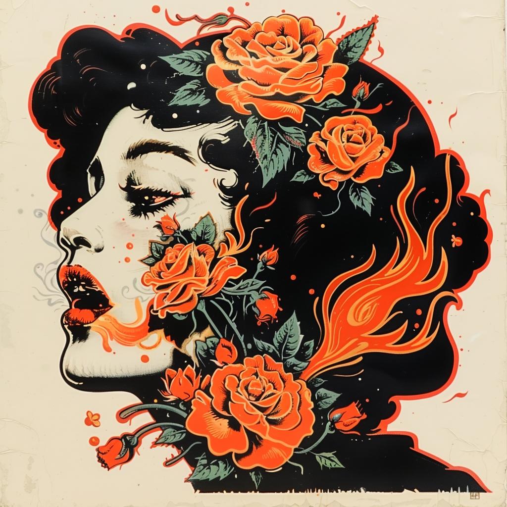 woman  roses  face  art  smoke  fire  Hsaio  Ron  Cheng  portrait 928036