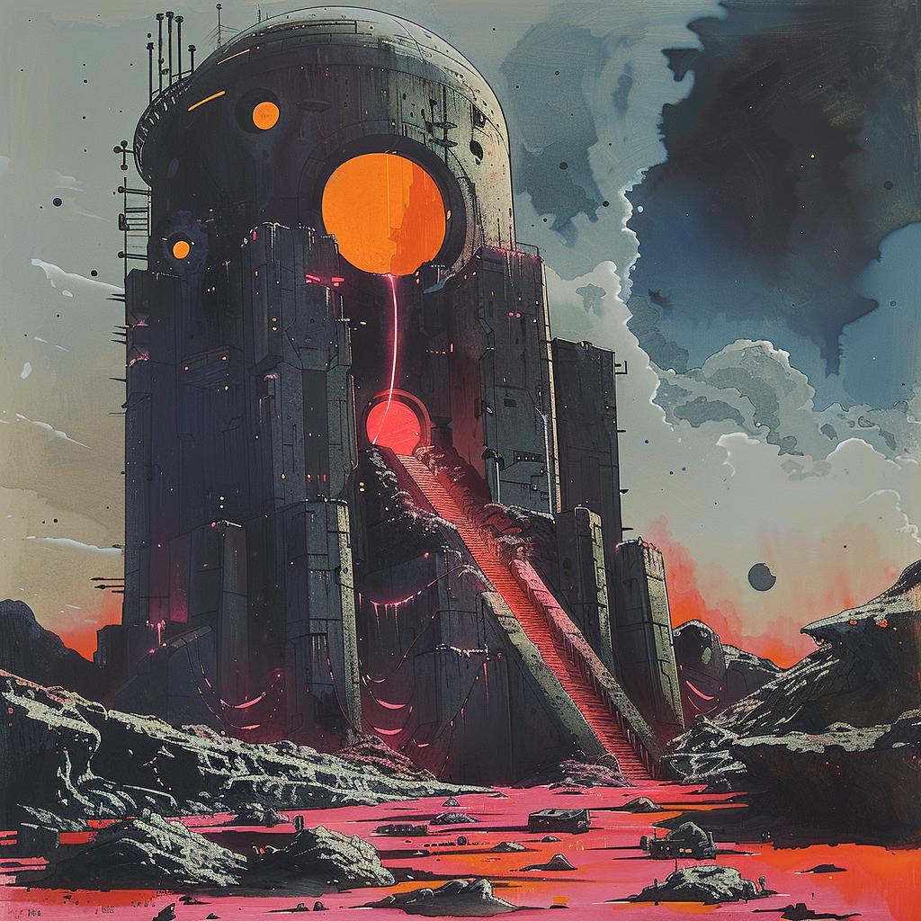 sci-fi  vintage  dark  illustration  tower  sun  epic  composition  art  terrifying 921921