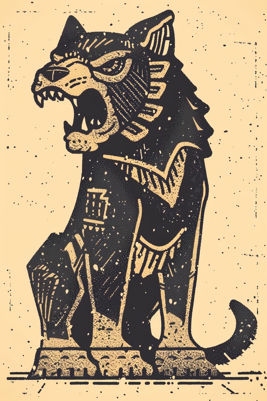 mythical  panther  drawing  upright  snarling  Todd  McFarlane  black  gold  art 934272