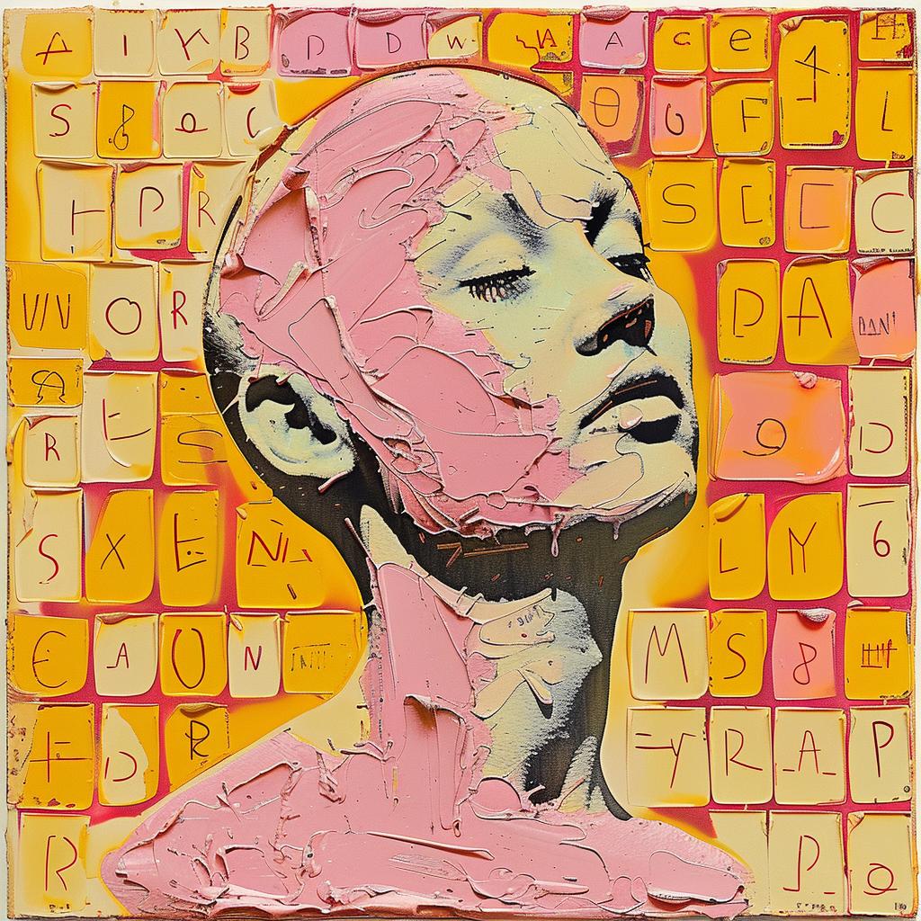 encaustic  paint  palette-knife  impasto  portrait  woman  words  vivid  emotional  textured 950960