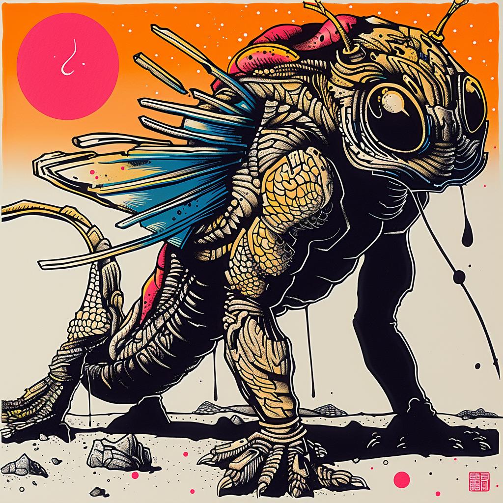 lizard  wings  fantasy  illustration  surreal  art  colorful  bold  creature  mythical 948843