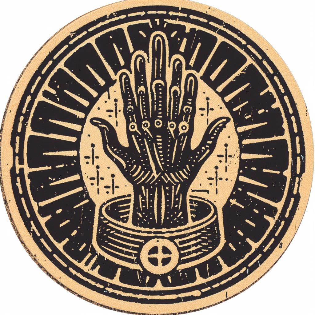hand  cross  circle  black  white  occult  badge  symmetrical  illustration  art 933438