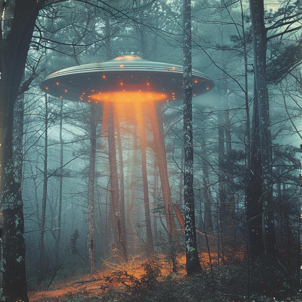 sci-fi  UFO  forest  surreal  double  exposure  lighting  natural  colors  glow 1031282
