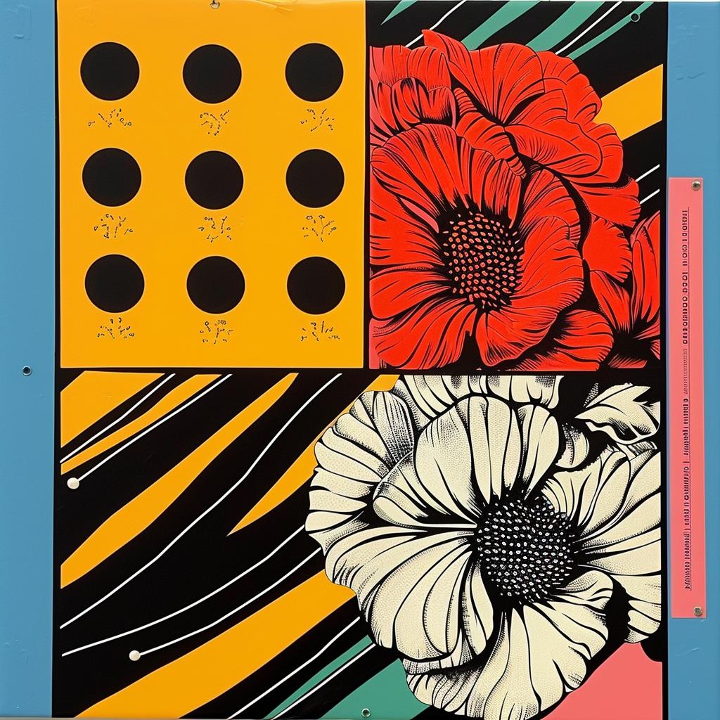 painting  flowers  polkaDots  blue  abstract  Rauschenberg  graphic  colorful  artwork  design 968612