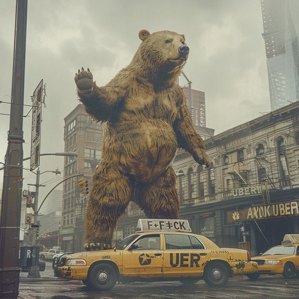 surreal  collage  NYC  bear  taxi  urban  high  contrast  fantasy  artist 969869