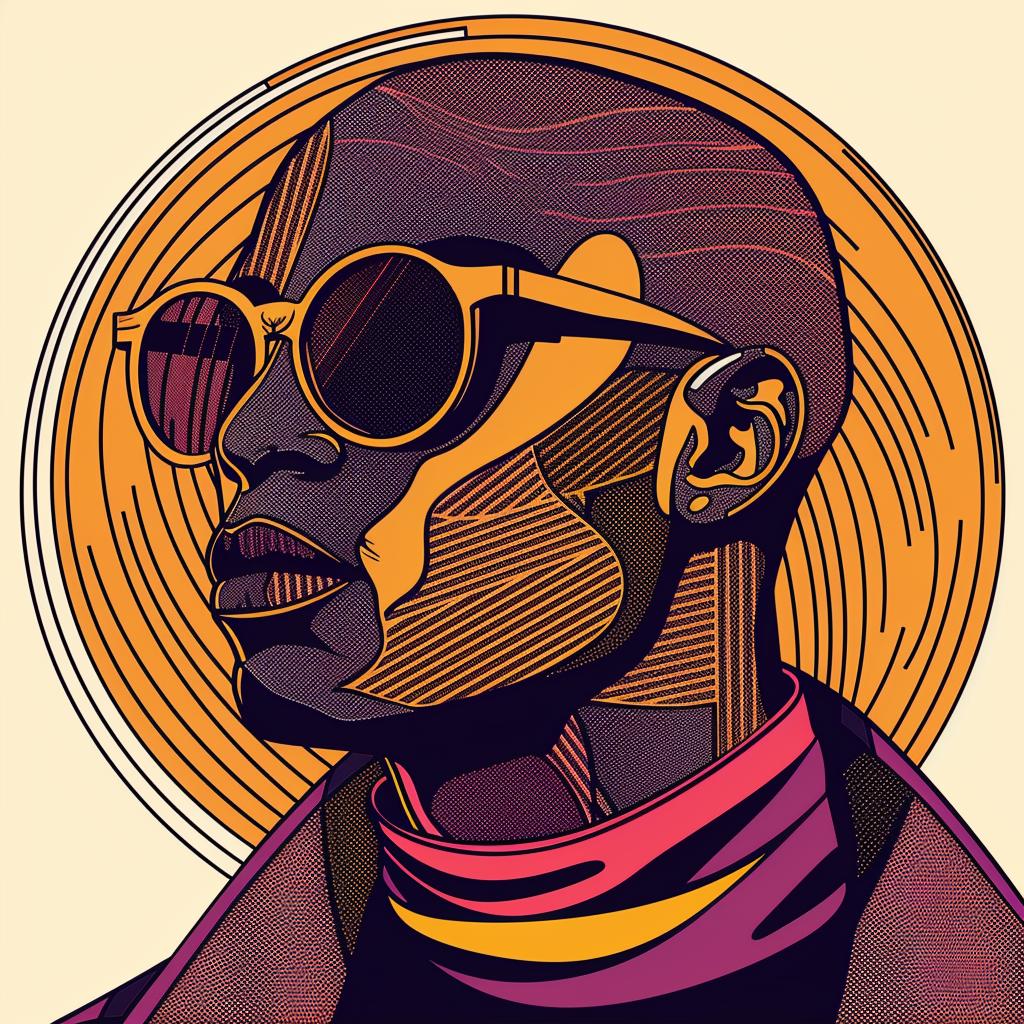 PopArt  AfricanAmerican  Bald  Sunglasses  WhiteBackground  Male  Colorful  Portrait  Vibrant  Graphic 937893