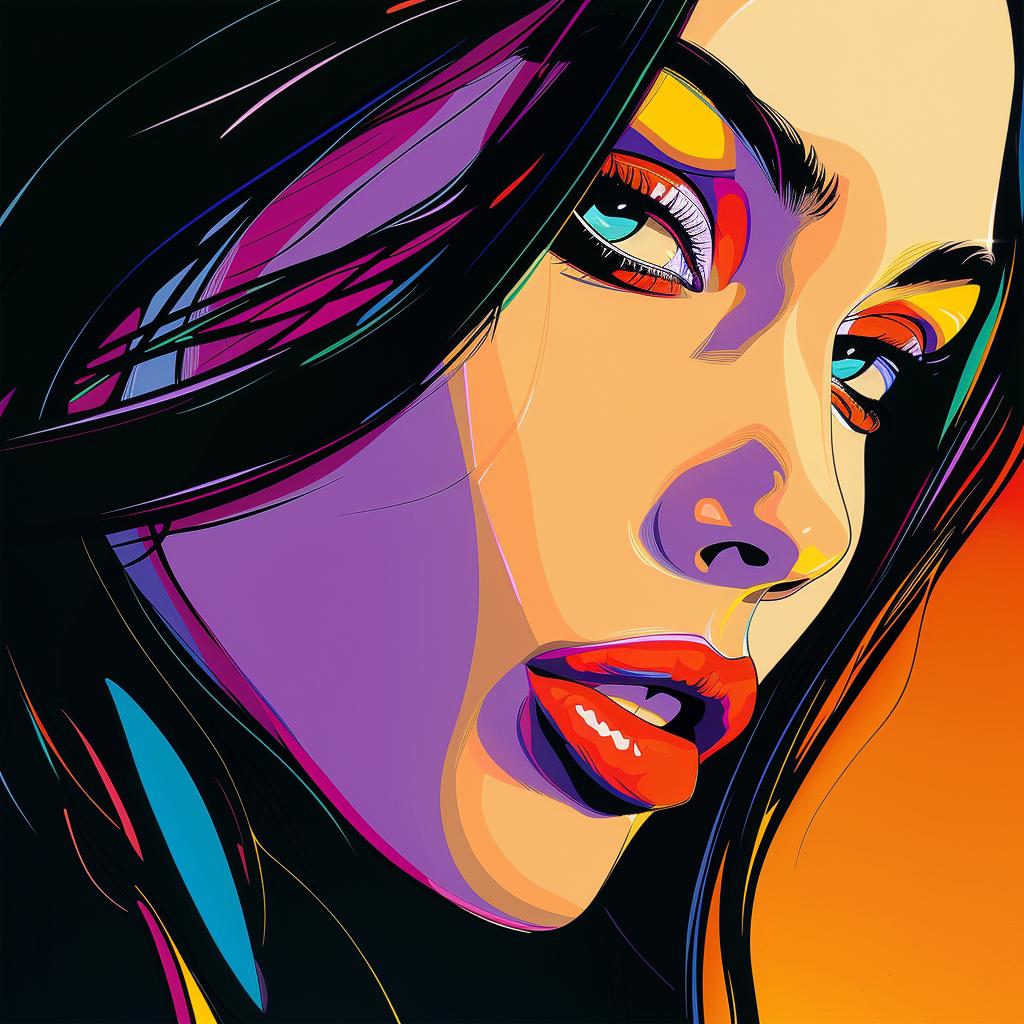 صورة مكياج أنثوية نابضة بالحياة منمقة لناجل، رسم توضيحي فني ملون طويل 958050