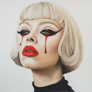 Pop  Art  blonde  model  blood  face  Troy  Brooks  dramatic  portrait 1074406