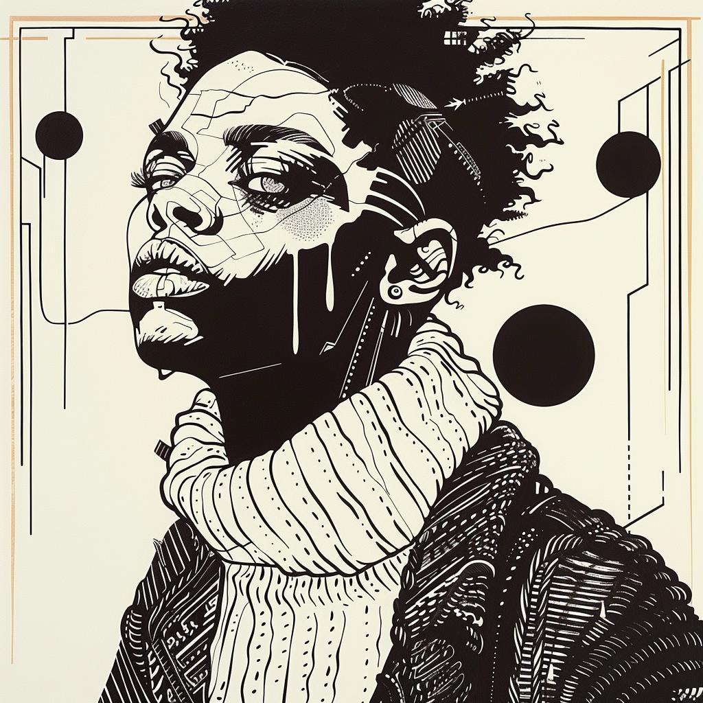 Pop Art  drawing  African-American  scarf  black and white  Troy Brooks  model  white background  artwork  illustration 939342