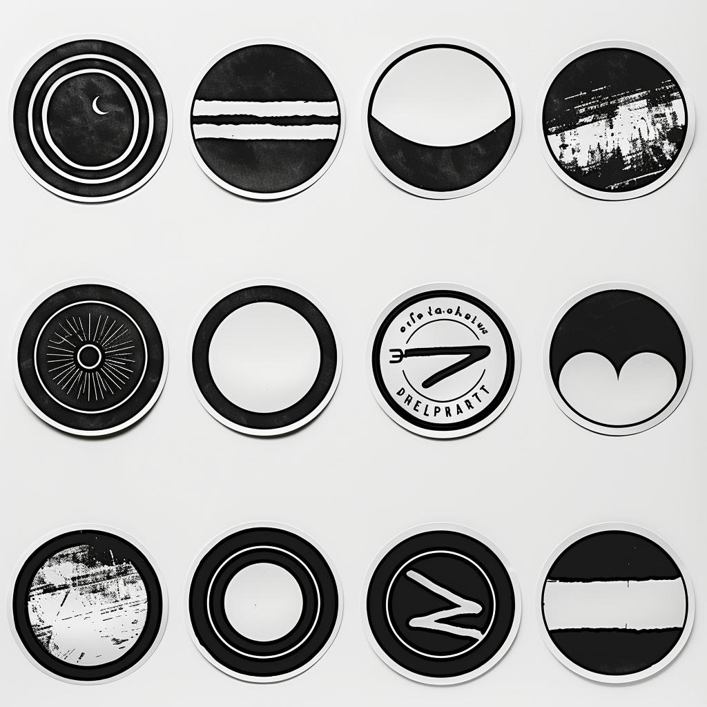 contact  sheet  stickers  black  white  circular  image  design  collection  portraits 958621