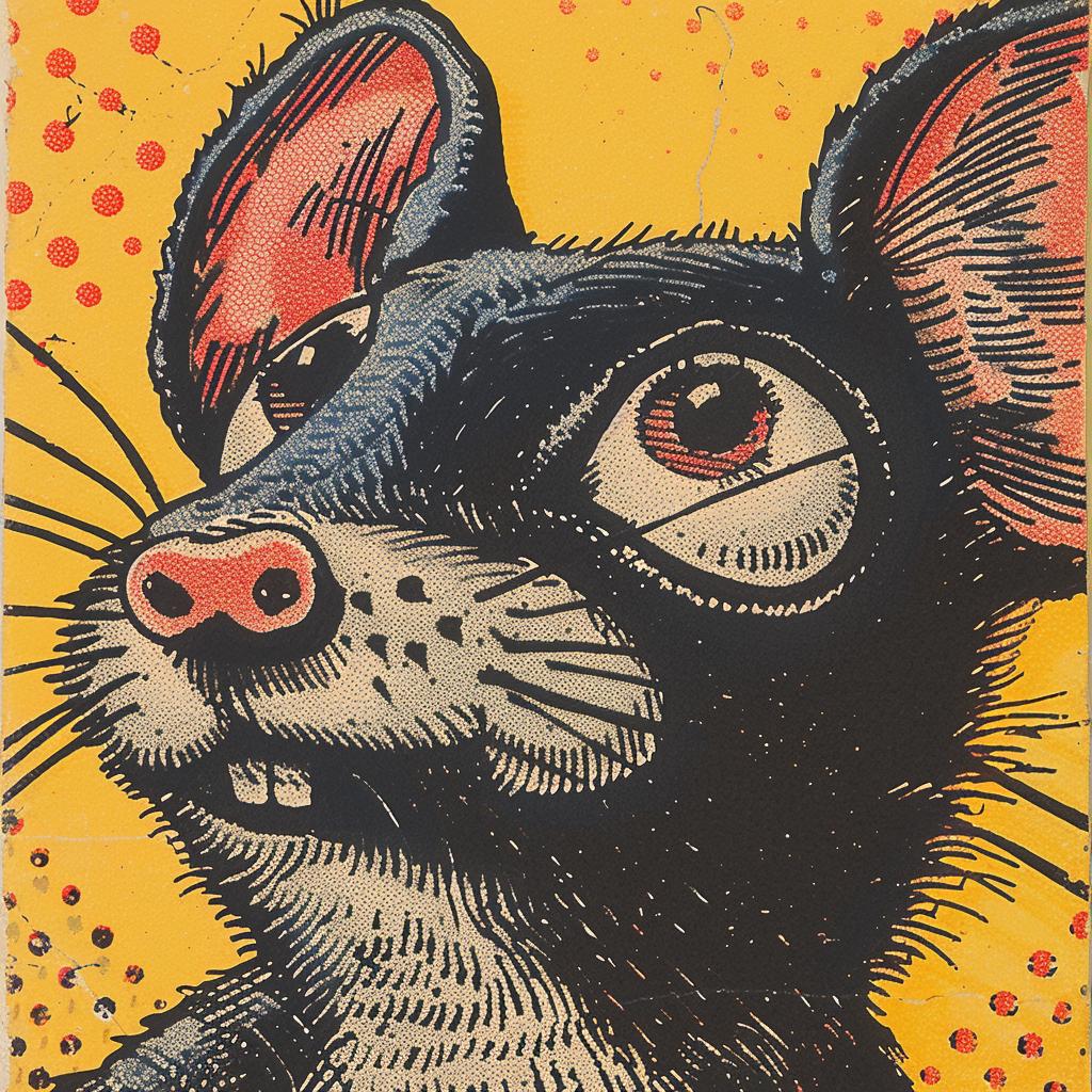 mouse  red  nose  yellow  background  cartoon  playful  illustration  graphic  colorful 917055