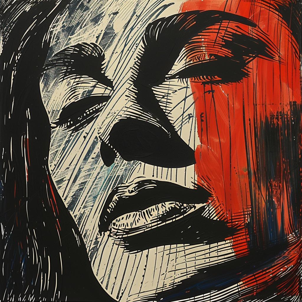 woman  stripes  abstract  colorful  bold  expressionist  portrait  lines  red  black 928169