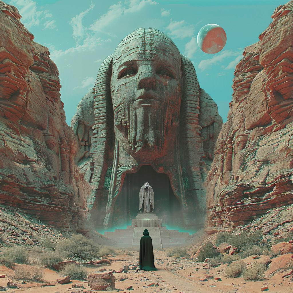 surreal  album  cover  anaglyph  naturalistic  spiritual  terror  pharaoh  tomb  desert 974186