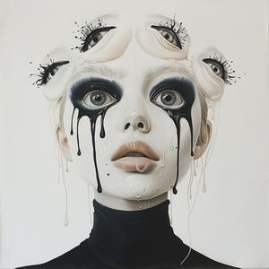Dada  Art  Surreal  Makeup  Women  Dripping  Monochrome  Portrait  Creative  Colorful 1073398