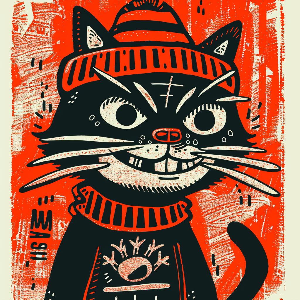 cat  feline  hat  scarf  streetwise  aggressive  minimal  poster  urban  character 957741