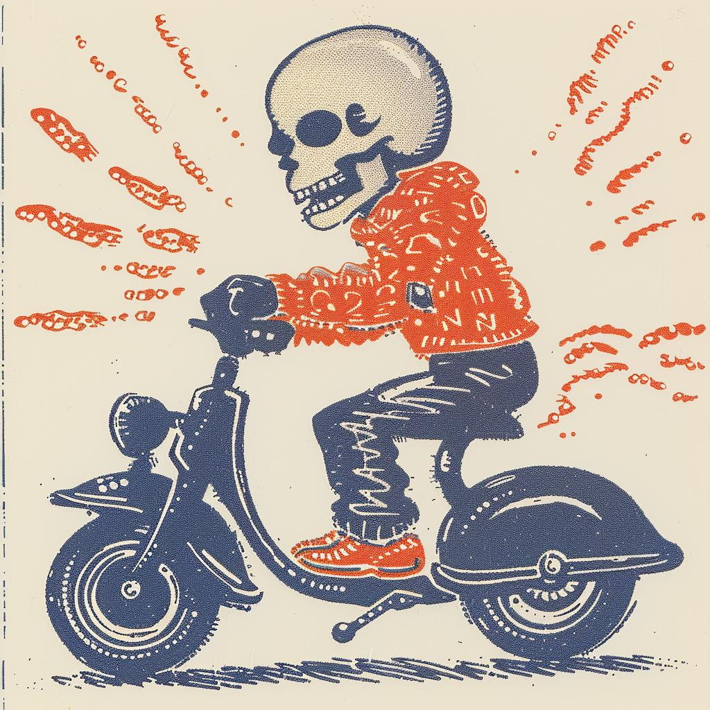 skeleton  motorcycle  surreal  lighting  glow  volumetric  natural  horror  art  poster 962848