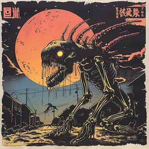 surreal  album  cover  Mitsumasa  Anno  alien  moon  hyper-realistic  symbolist  screenprinting 1079969