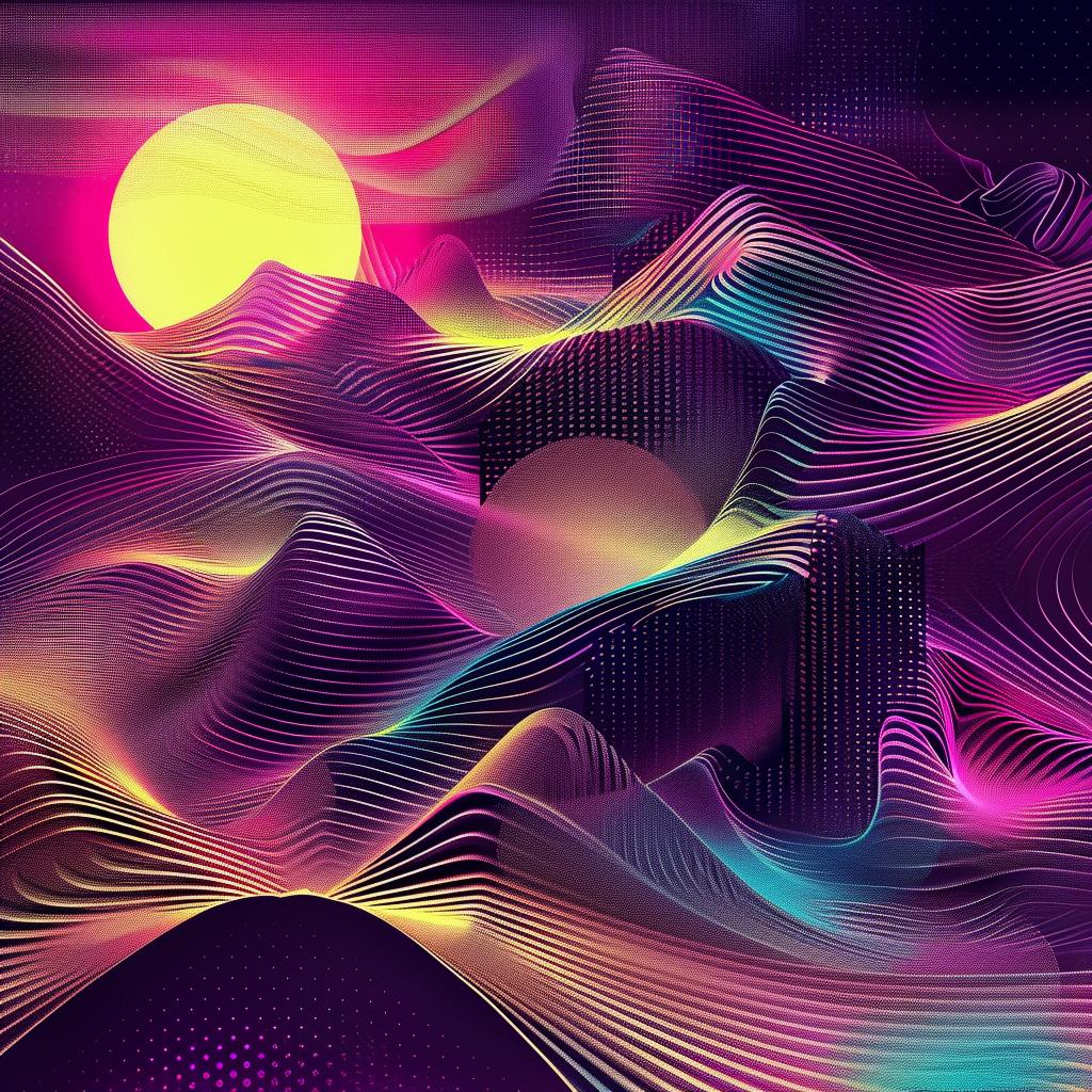 abstract  digital  sunset  waves  mountains  colorful  art  Toshio  visual  landscape 967102