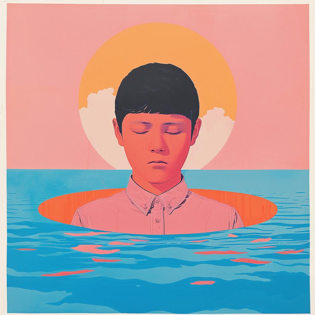 surreal  album  cover  boy  boat  sun  background  creative  art  painting 1019247