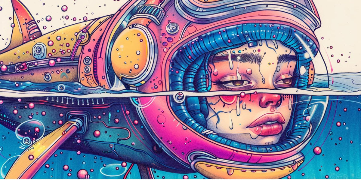 woman  space  suit  water  droplets  underwater  ocean  cosmic  mystical  bubbles 940474