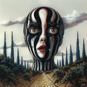 woman  stripes  face  black  white  portrait  colorful  painting  emek  art 1073678