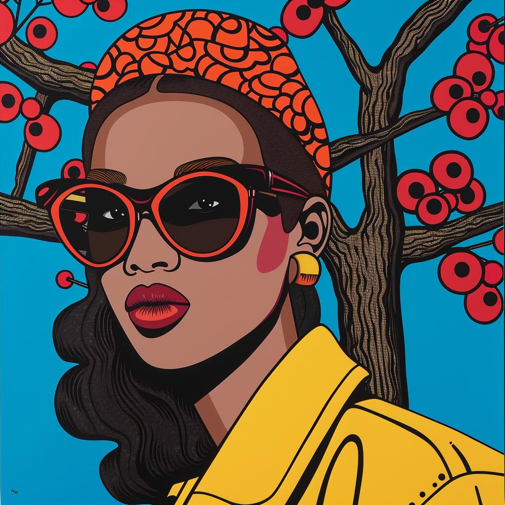 painting  woman  sunglasses  hat  fashion  colorful  stylized  modern  vibrant  portrait 1022609