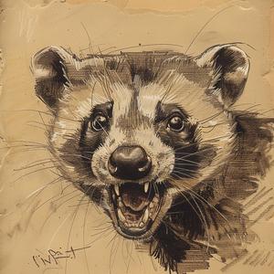 drawing  animal  raccoon  open  mouth  beige  contemporary  sketch  natural  contour 1062565