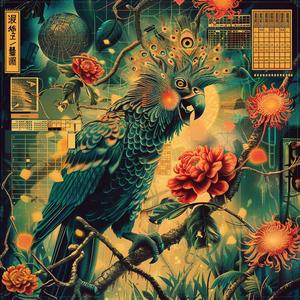 bird  flowers  garden  chromolithography  vibrant  nature  floral  harmony  colorful  serenity 1051667