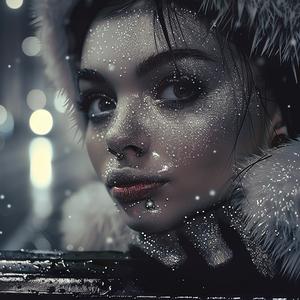 امرأة ثلج فرو رسم بريق صورة شخصية طبيعة باردة أزياء شتوية 1039226