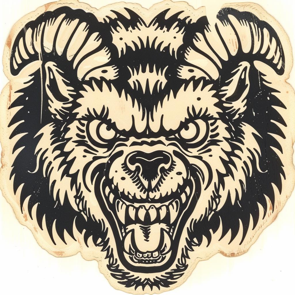 mythical  creature  wolf  sheep  hybrid  halftone  shading  drawing  animal  face 934732
