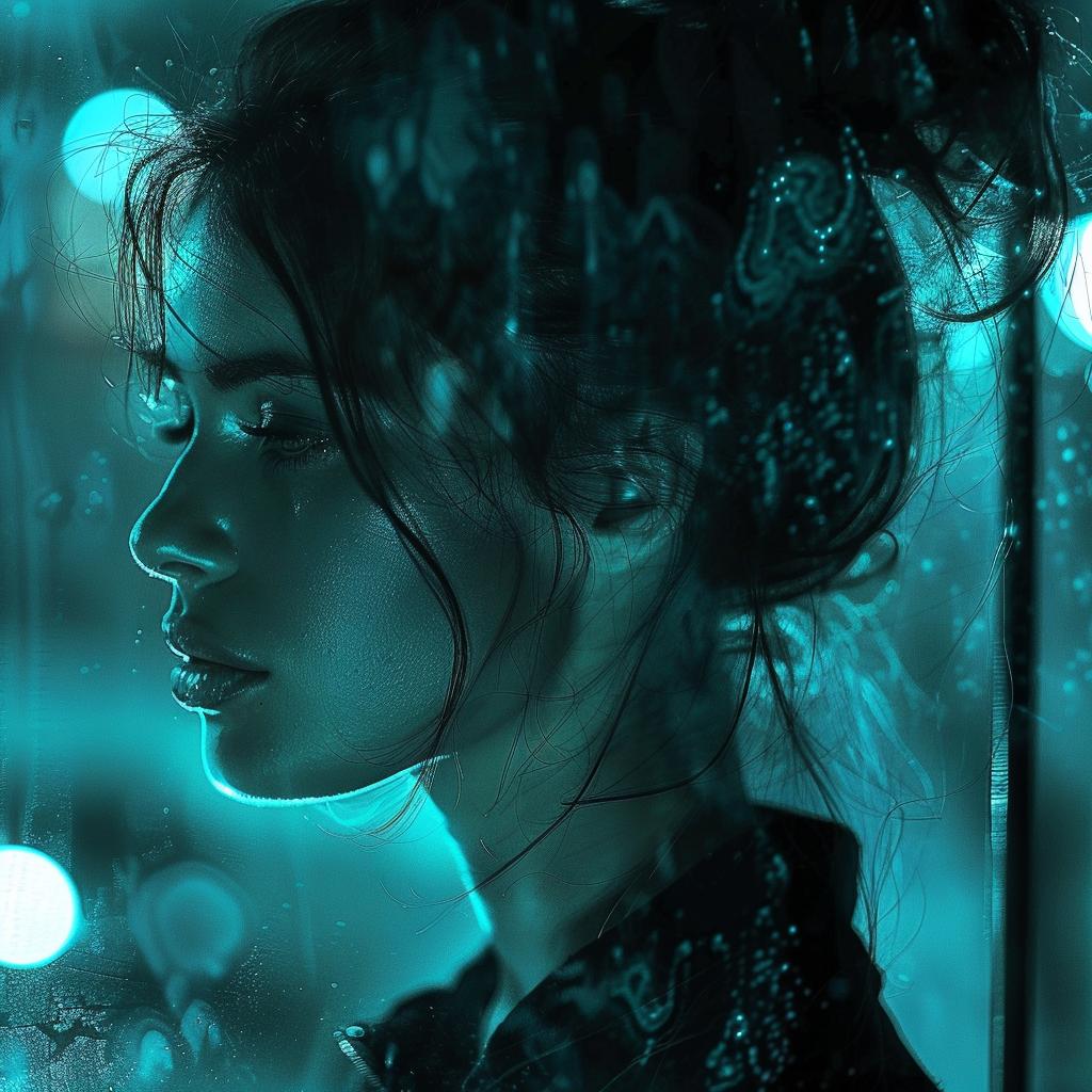 woman  rain  lights  dark  glow  black and white  teal  photo  Pinterest  art 961208