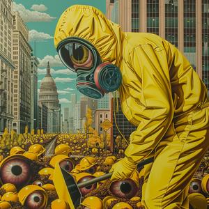 chromolithography  hazmat  worker  NYC  gasmask  eyeballs  shovel  Andreas  Levers  Buchholz 1039759