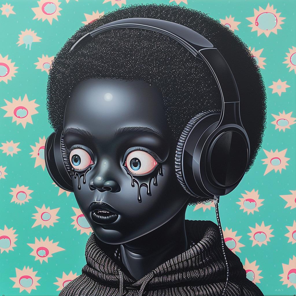 PopArt  girl  headphones  afro  drip  young  AfricanAmerican  TroyBrooks  colorful  acrylic 939129