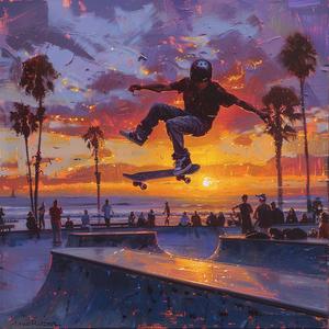 skateboarder  Venice  sunset  kickflip  painting  urban  action  extreme  sport  dynamic 1079850
