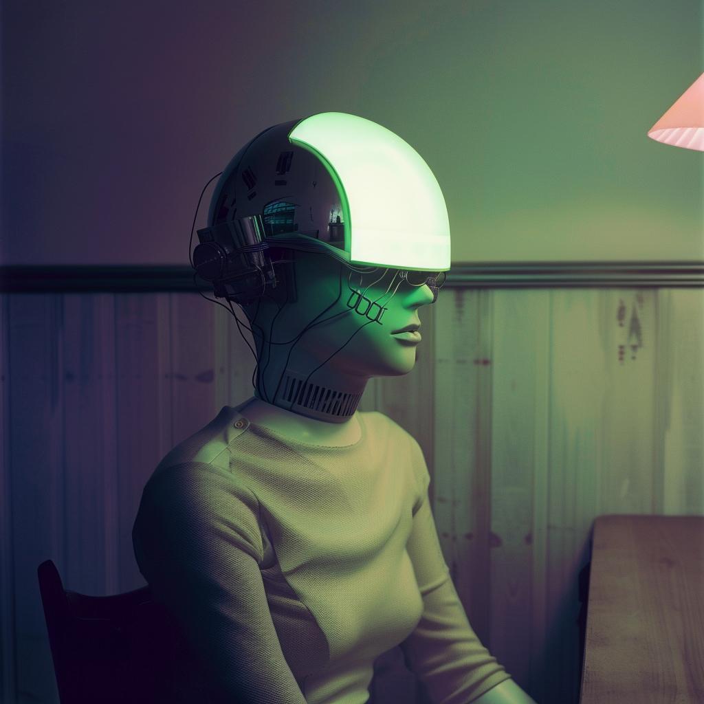 award-winning  lifestyle  photo  surreal  helmet  lamp  glow  unusual  cyborg  artistic 1027042