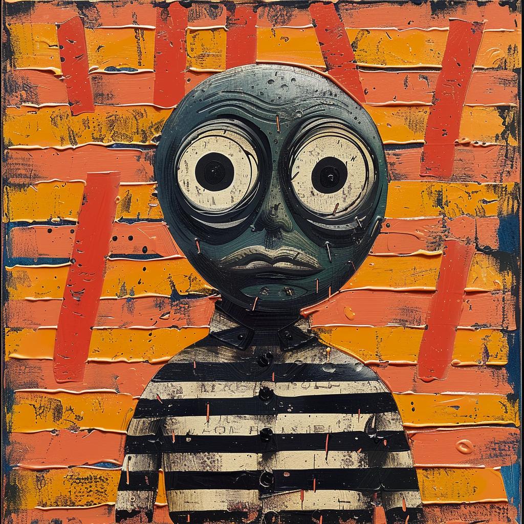 painting  man  striped  shirt  black  eyes  encaustic  impasto  facial  expression 950387