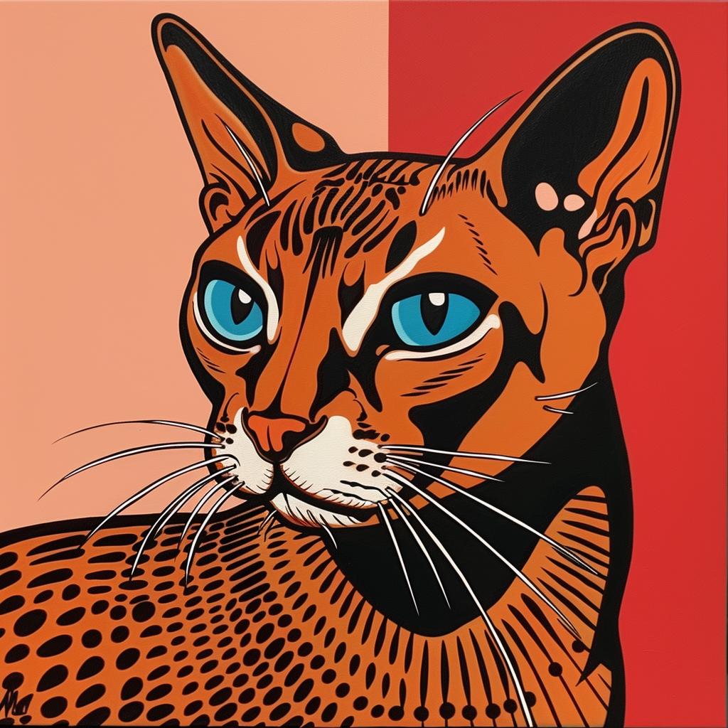 cat  abyssinian  blue  eyes  orange  red  background  pet  animal  portrait 972217