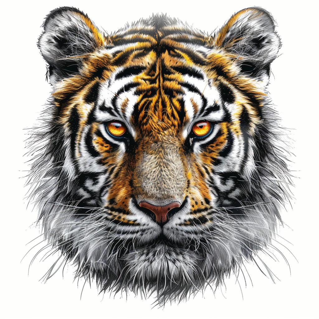 tiger  head  sticker  ecstatic  warm  realistic  3D  vector  detailed  illustration 971943