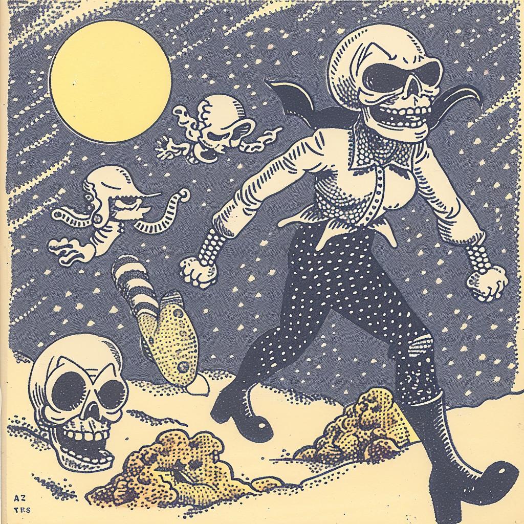 album  cover  drawing  skeleton  cartoon  navy  cream  humor  artwork  Paul 917547