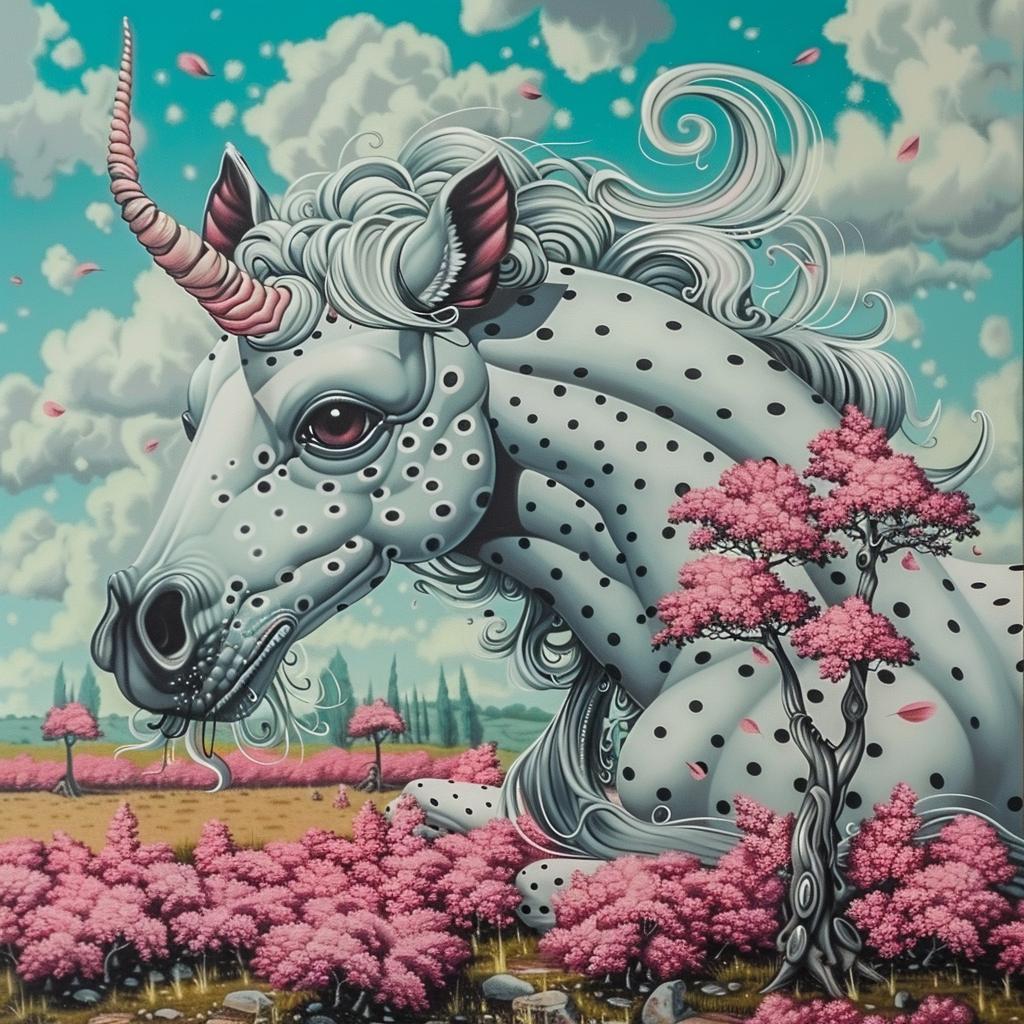 unicorn  flowers  background  painting  mythical  fantasy  colorful  artistic  whimsical  unique 941310