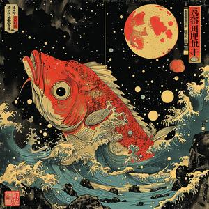 surreal  album  cover  fish  moon  ocean  hyper-realistic  screenprinting  symbolist  art 1065059