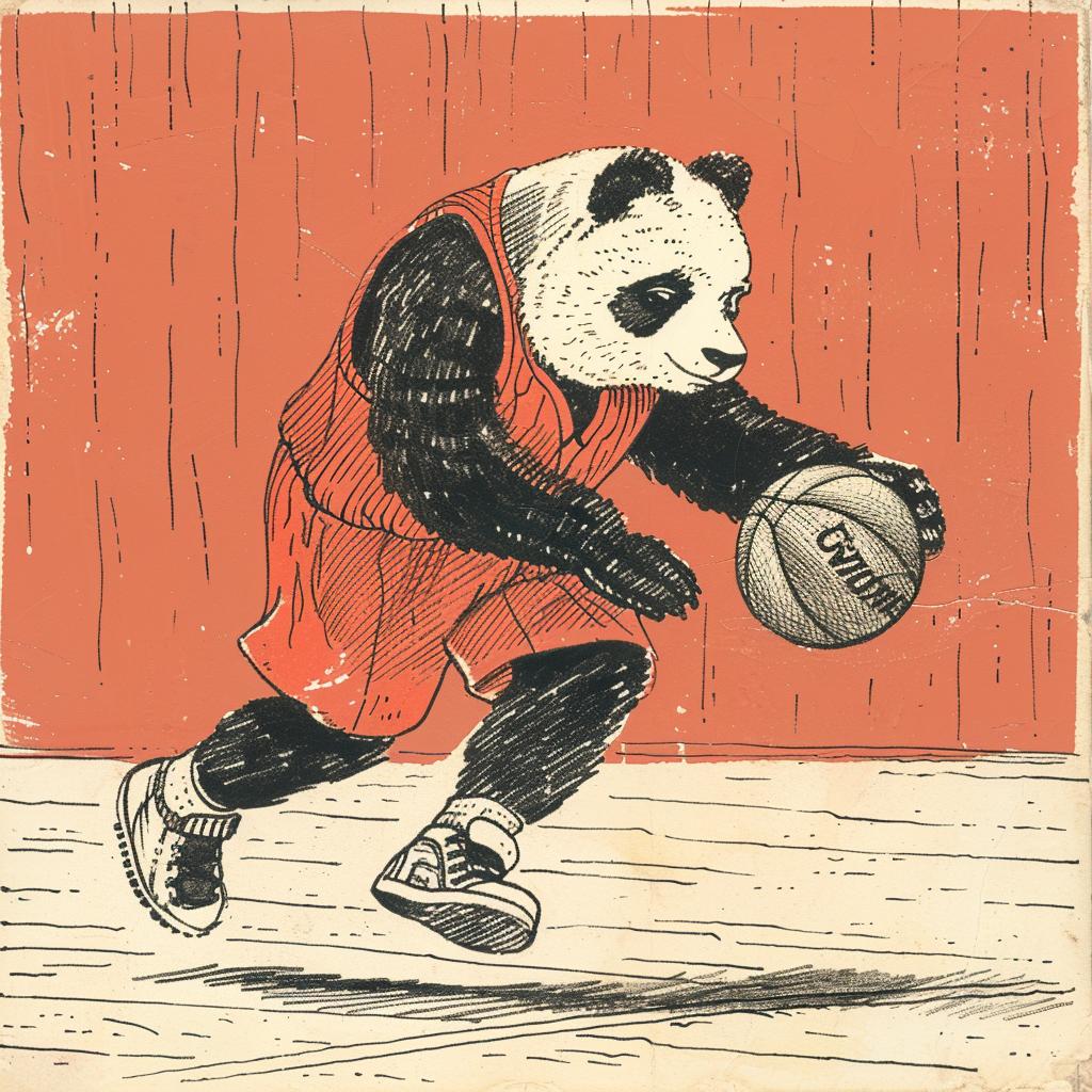 panda  basketball  player  cartoon  sneakers  dribbling  Moebius  animation  uniform  funny 923263