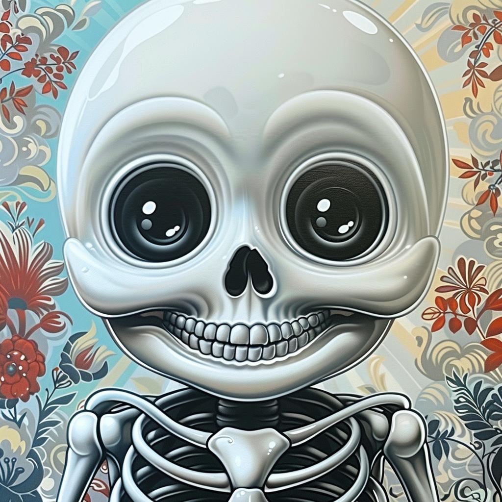 skeleton  kawaii  white  background  oversized  cute  flowers  art  illustration  creature 1033772